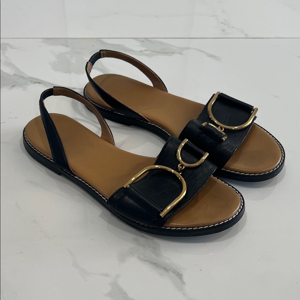 Geox Black Sandals with Gold Buckles - Picture 8 of 8